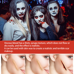 EELHOE Halloween Fake Blood Makeup Kit - Terrifyingly Realistic Skin Wax and Blood Effects