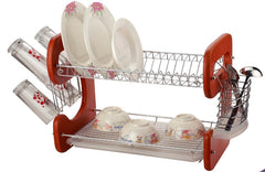 Multi-functional black plastic rimmed dish rack