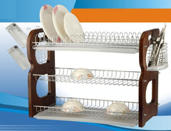 Multi-functional black plastic rimmed dish rack