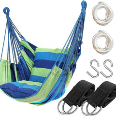 Pillow hammock chair in rainbow stripes