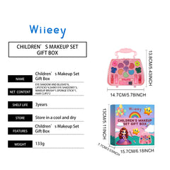 Wiieey Children's Makeup Set Gift Box, Enjoyable Play for Girls with Lipstick, Eyeshadow, and Makeup