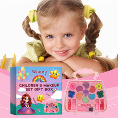 Wiieey Children's Makeup Set Gift Box, Enjoyable Play for Girls with Lipstick, Eyeshadow, and Makeup