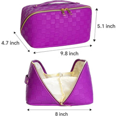 Checkered Cosmetic Bag Large Travel Makeup Bag Waterproof Big Cosmetics bag for Women Portable Handle Makeups Organizer Toiletry Purse (Large)3