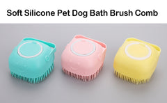 Dog Cat Bath Brush Comb Silicone Rubber Dog /Puppy Massage Brush Hair Fur Grooming Cleaning Brush Soft Shampoo Dispenser (blue)1