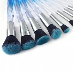 10pcs high-end makeup brush, crystal blue foundation brush eyeshadow brush professional makeup brush