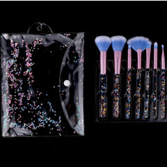 7 Pcs quicksand makeup brushes with bag (color)