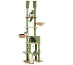 Cat Tree Floor Standing Cat Tower, Adjustable Height (85-112"), 7-Level Climbing Activity Center with Cozy Hammock, 5 Platforms and Indoor Scratching Post1