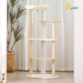 PETEPELA Cat Tree Cat Tower for Indoor Cats,5-Level Cat Play House Cat Activity Center with Scratching Posts Beige