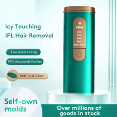 Laser Hair Removal for Woman and Men,Device with Ice Cooling Care Function, Laser Hair Removal Care Painless Safe Gentle at Home Full Body,Green