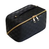 Checkered Cosmetic Bag Large Travel Makeup Bag Waterproof Big Cosmetics bag for Women Portable Handle Makeups Organizer Toiletry Purse (Large)3