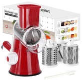 Rotary Cheese Grater Cheese Shredder - R ound Mandoline Slicer Vegetable Slicer Waln uts Grinder with Strong-Hold Suction Cup Ba se and Cleaning Brush2