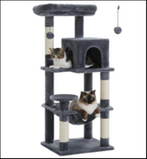 PETEPELA 45.7" Cat Tree for Indoor Cats, 5-Level Cat Tower for Large Cats with Metal Frame Large Hammock (17.3"x15.3"), Cat Condo with (18.5"x13") Big Top Perch & 4 Sisal Covered Scratching Post Beige2