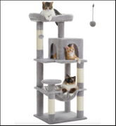 PETEPELA 45.7" Cat Tree for Indoor Cats, 5-Level Cat Tower for Large Cats with Metal Frame Large Hammock (17.3"x15.3"), Cat Condo with (18.5"x13") Big Top Perch & 4 Sisal Covered Scratching Post Beige1