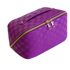 Checkered Cosmetic Bag Large Travel Makeup Bag Waterproof Big Cosmetics bag for Women Portable Handle Makeups Organizer Toiletry Purse (Large)1