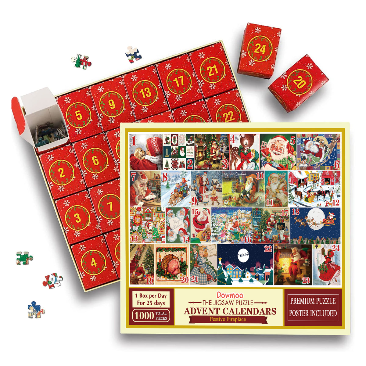 Dowmoo Christmas Advent Calendar Puzzle - Creative 24-Day Countdown Calendar Gift Box