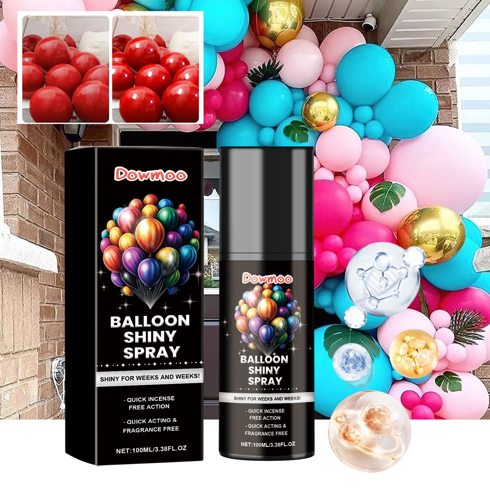 Dowmoo Balloon Brightening Enhancer - Safe and Durable Polishing Spray for Balloons