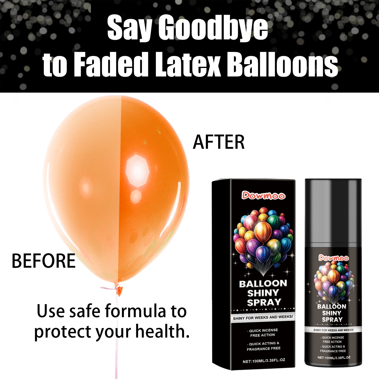 Dowmoo Balloon Brightening Enhancer - Safe and Durable Polishing Spray for Balloons