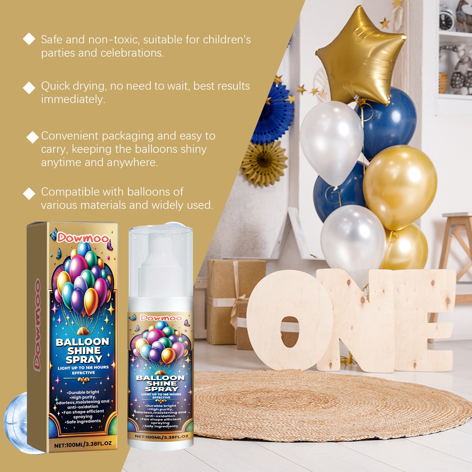 DOWMOO Balloon Gloss Spray - Enhances Atmosphere and Keeps Balloons Shiny