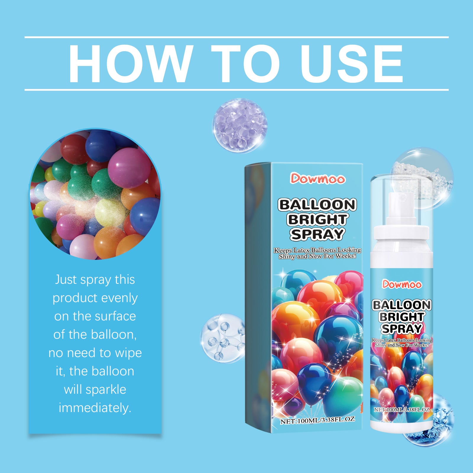 Dowmoo Balloon Highlight Spray - Anti-Oxidation and Brightening for Balloon Appearance