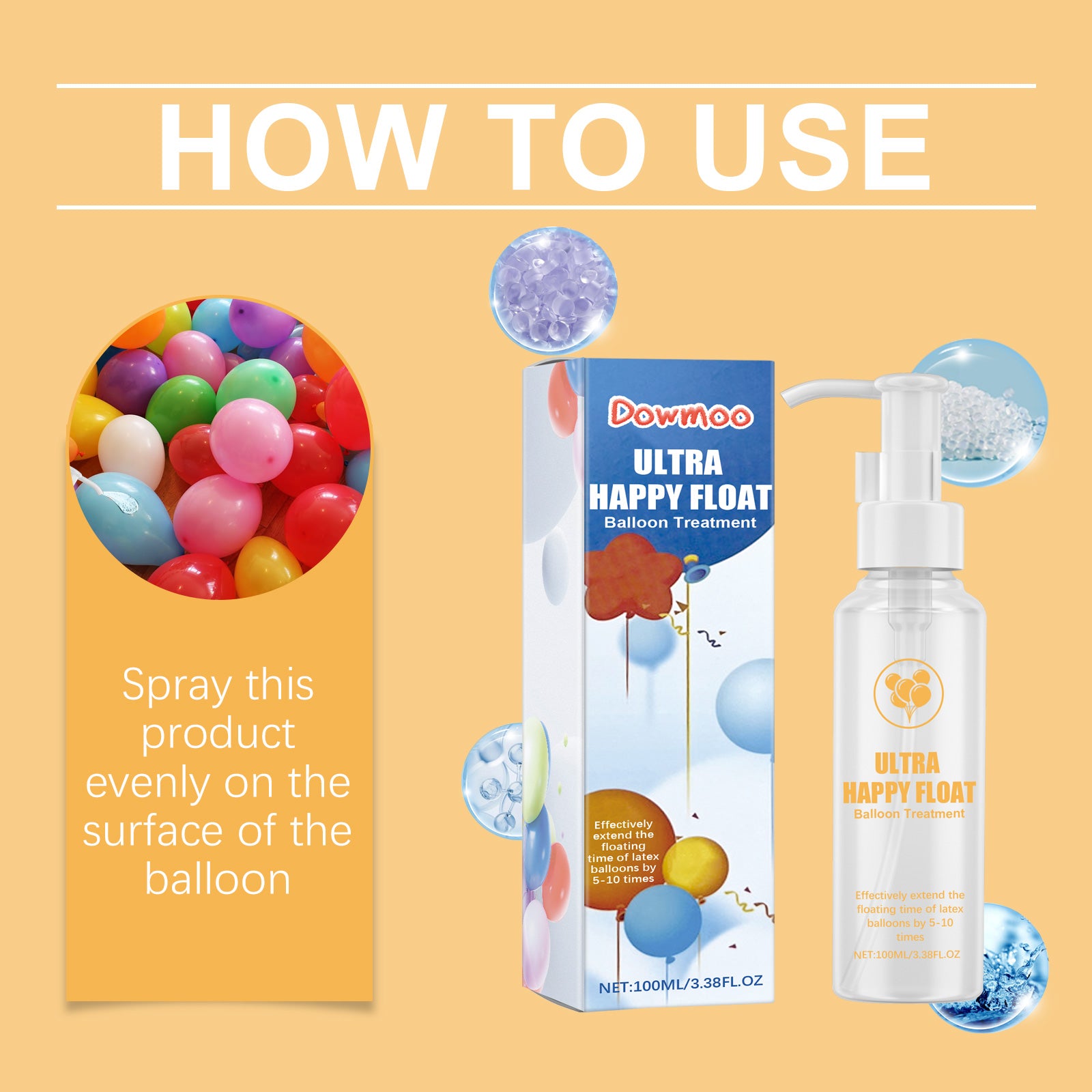 Dowmoo Helium Balloon Protection Liquid - Ensures Steady Flight and Adds Aesthetic Appeal