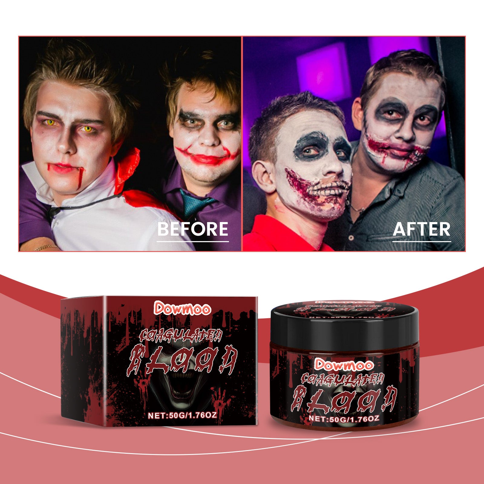 Dowmoo Halloween Fake Blood Paste - Washable and Realistic Blood for Vampires and Zombies