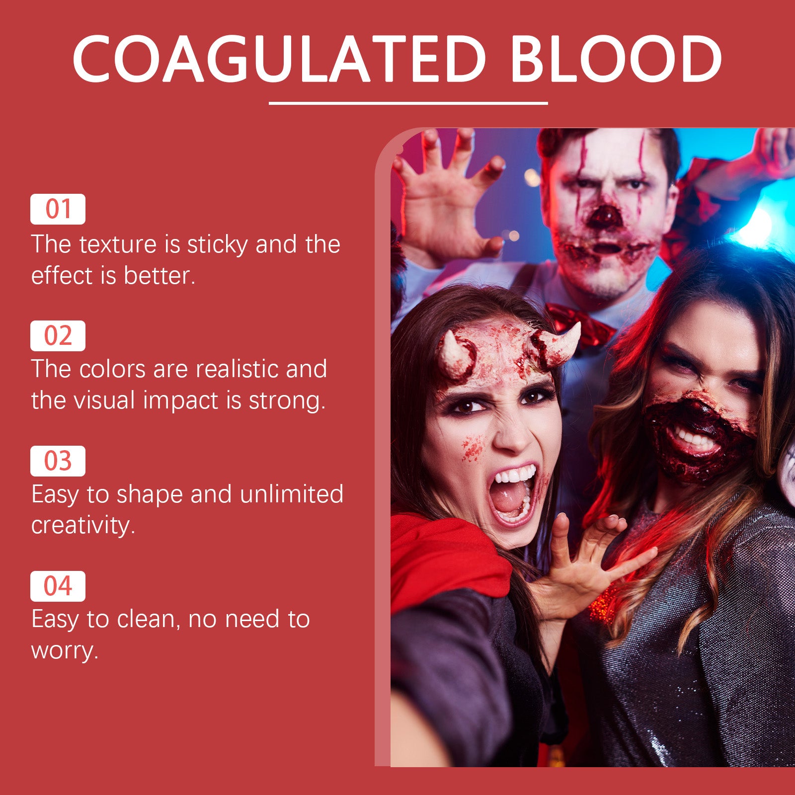 Dowmoo Halloween Fake Blood Paste - Washable and Realistic Blood for Vampires and Zombies