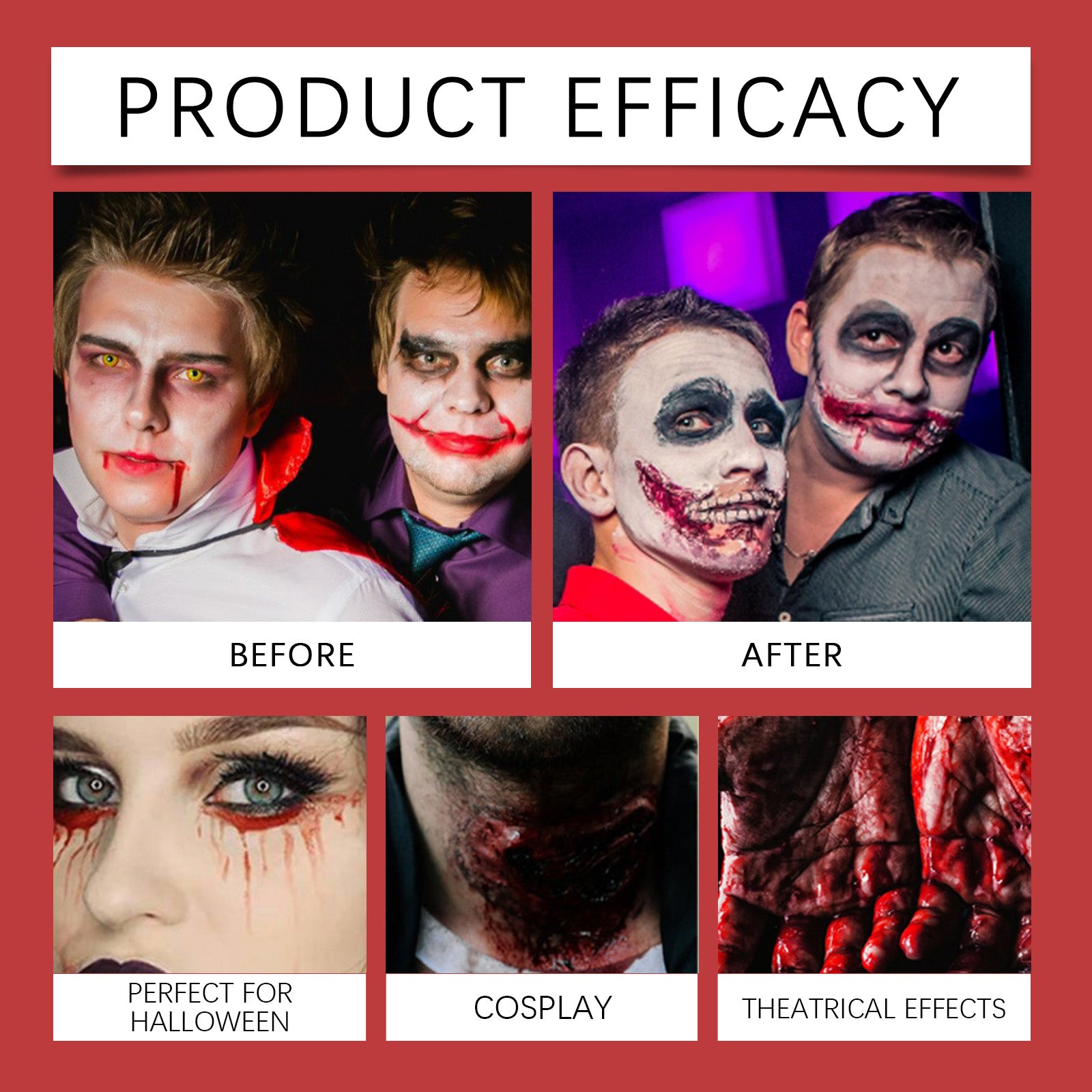 Dowmoo Halloween Fake Blood Paste - Washable and Realistic Blood for Vampires and Zombies
