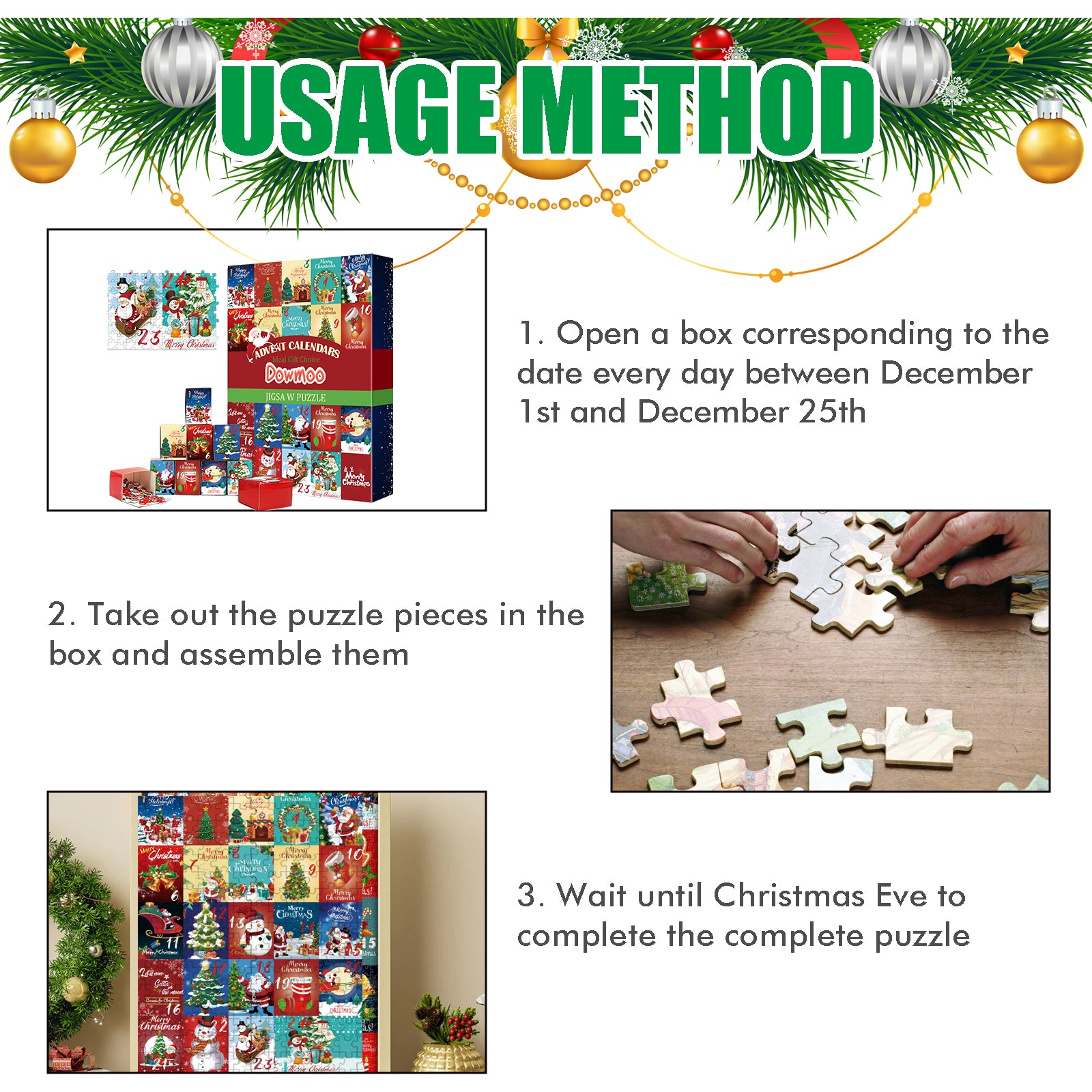 Dowmoo Christmas Advent Calendar Puzzle - Toy Puzzle with Surprise Calendar Gift Box