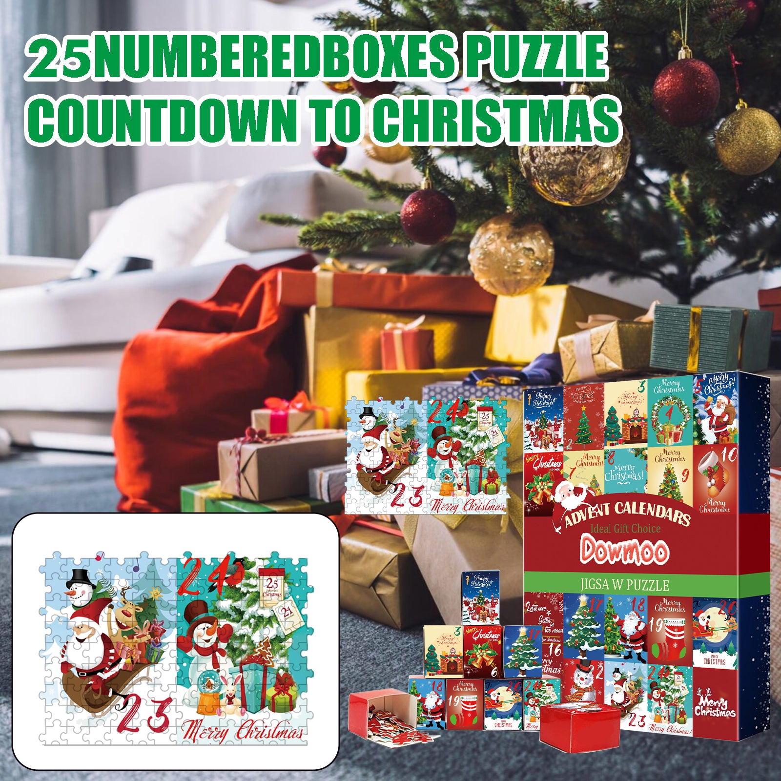 Dowmoo Christmas Advent Calendar Puzzle - Toy Puzzle with Surprise Calendar Gift Box