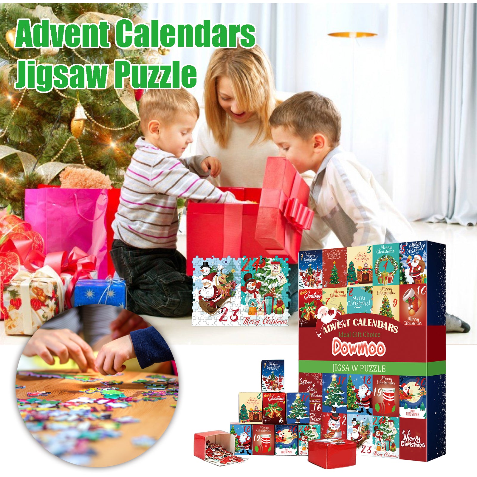 Dowmoo Christmas Advent Calendar Puzzle - Toy Puzzle with Surprise Calendar Gift Box