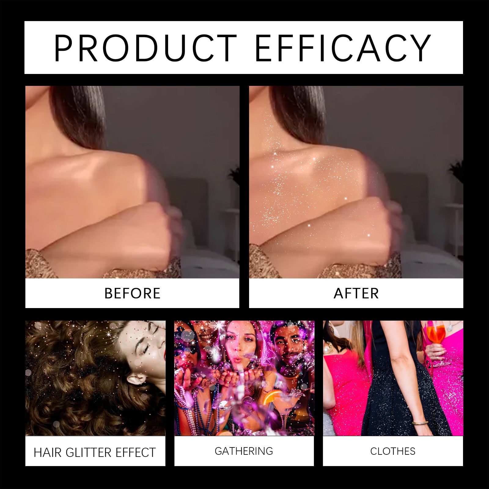 Eelhope Highlighting Glitter Spray - Brightening Spray for Hair, Body, and Collarbone