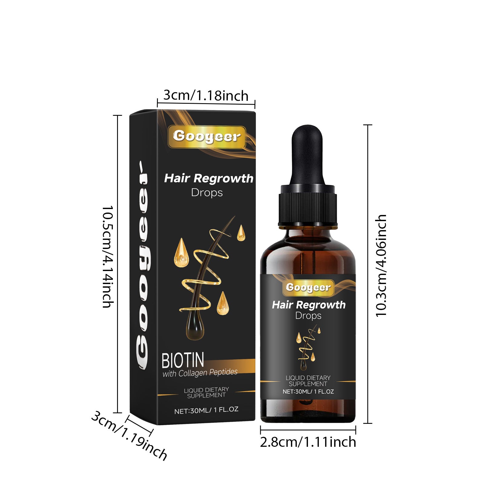 Googeer Dietary Supplement Care Drops Repair Dry Hair, Smooth Hair, Strengthen Hair Roots, Prevent Hair Loss