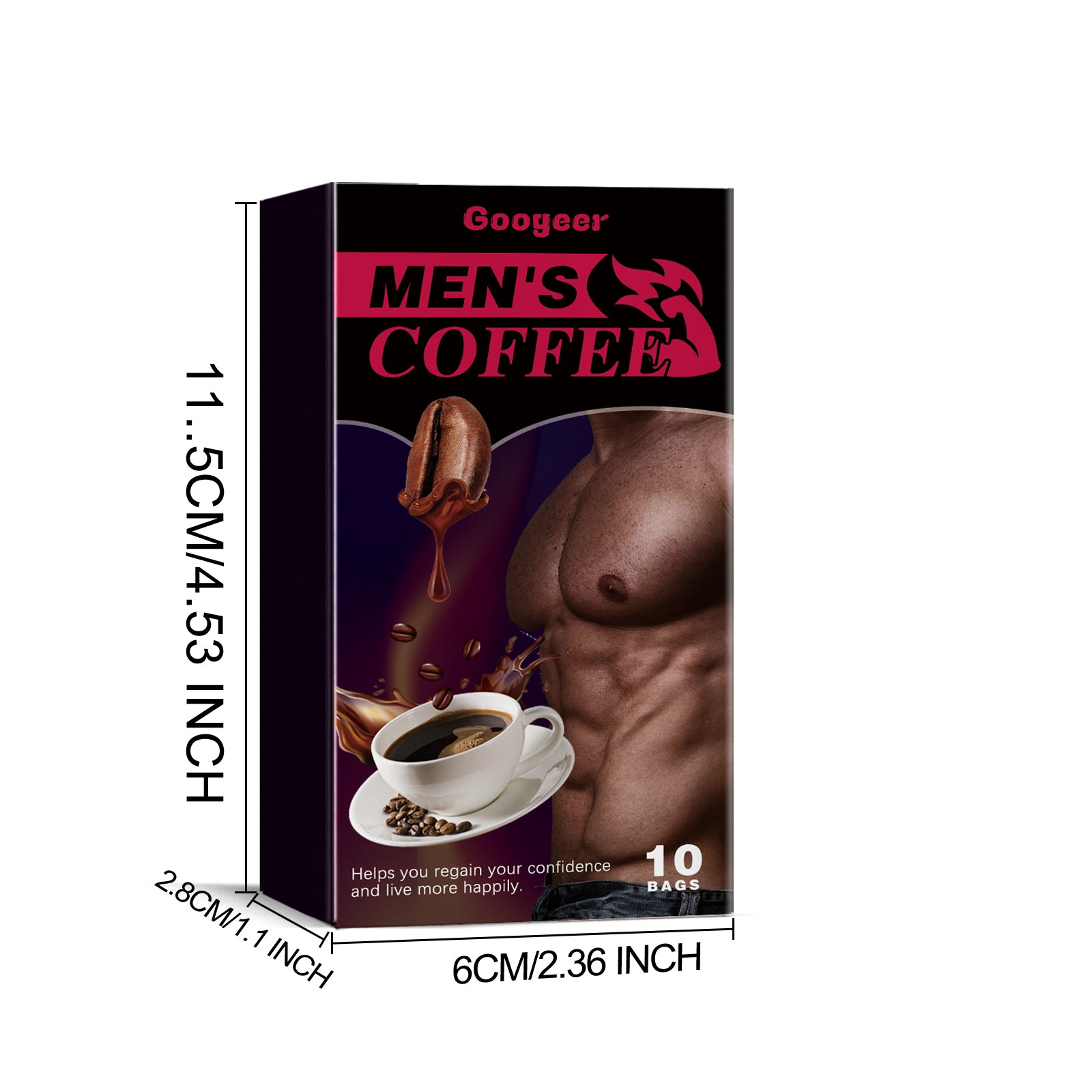 Googeer Men's Coffee - Relax Mind & Body, Relieve Fatigue, Enhance Male Vitality, Instant Coffee