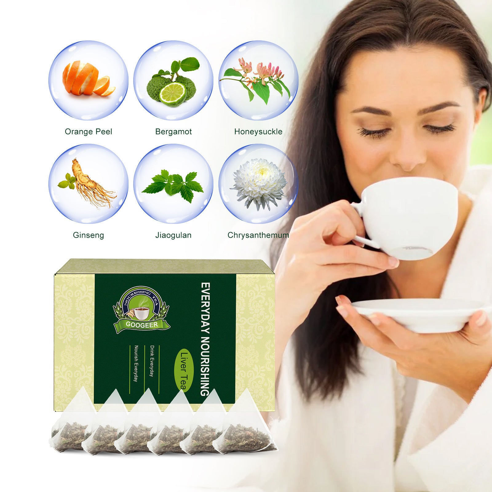 Googeer Body Care Tea - Relieve Eye Fatigue, Discomfort, Body Toning & Health Maintenance, Individually Packaged Tea Bags