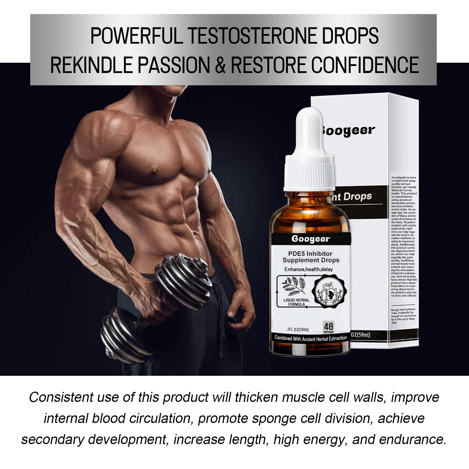 Googeer Male Enhancement Supplement Drops - Enhance Male Energy, Strengthen Stamina, Male Health Care Oral Drops