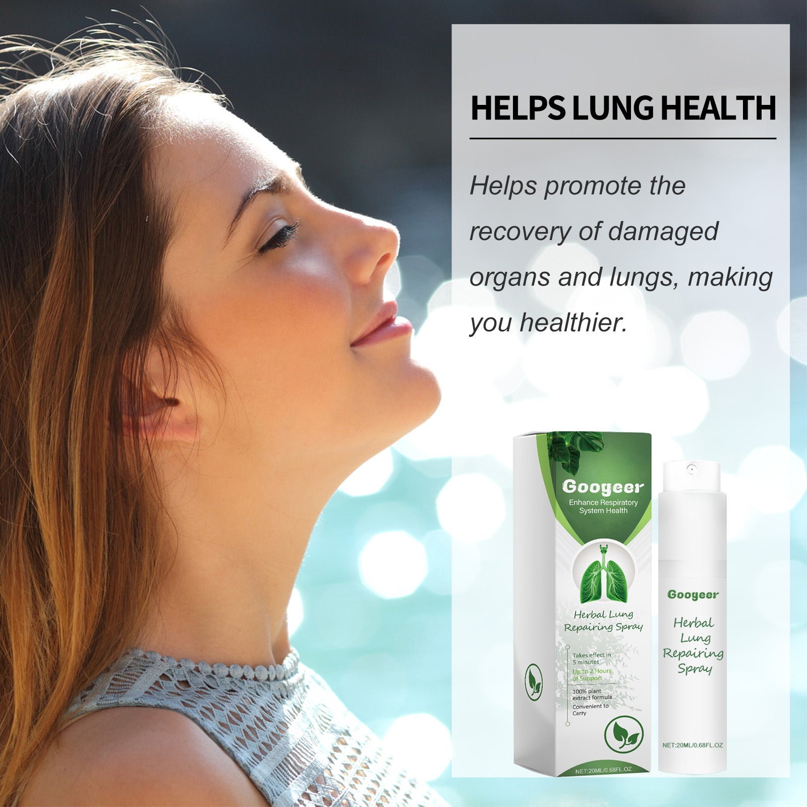 Googeer Herbal Care Spray Relieve Cough, Throat Discomfort, Respiratory Congestion Body Care Spray