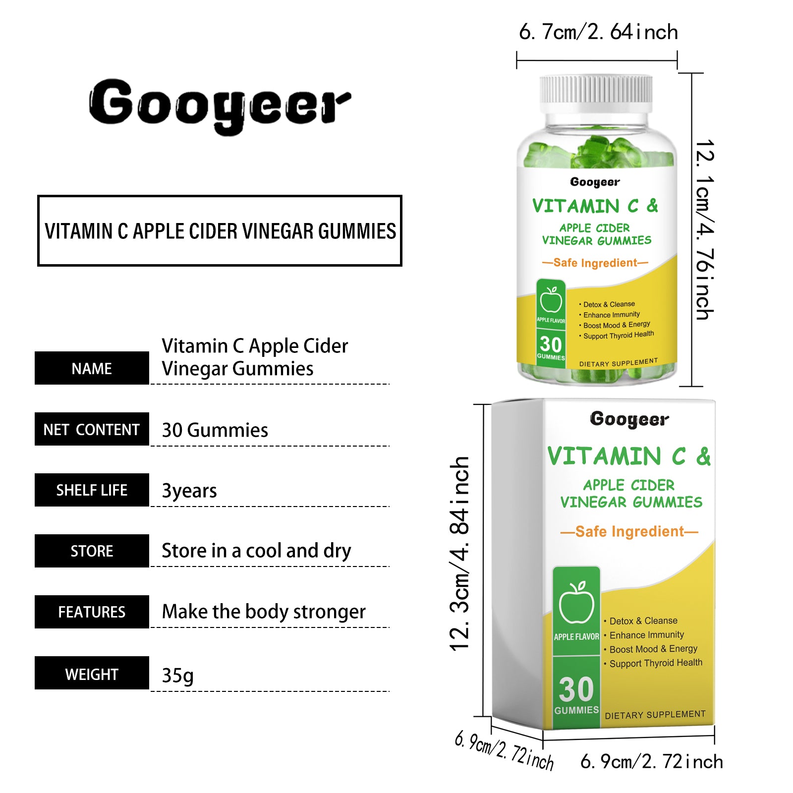 Googeer Vitamin C Apple Cider Vinegar Gummies