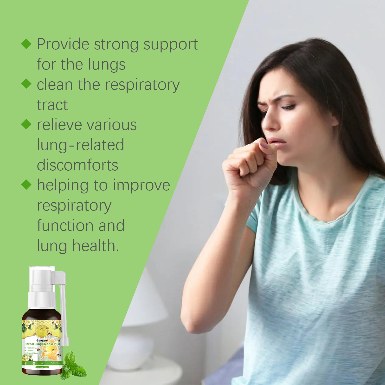 Googeer Lung Herbal Cleansing Spray (Oral) Herbal Lung Cleansing & Throat Relief Nasal Spray