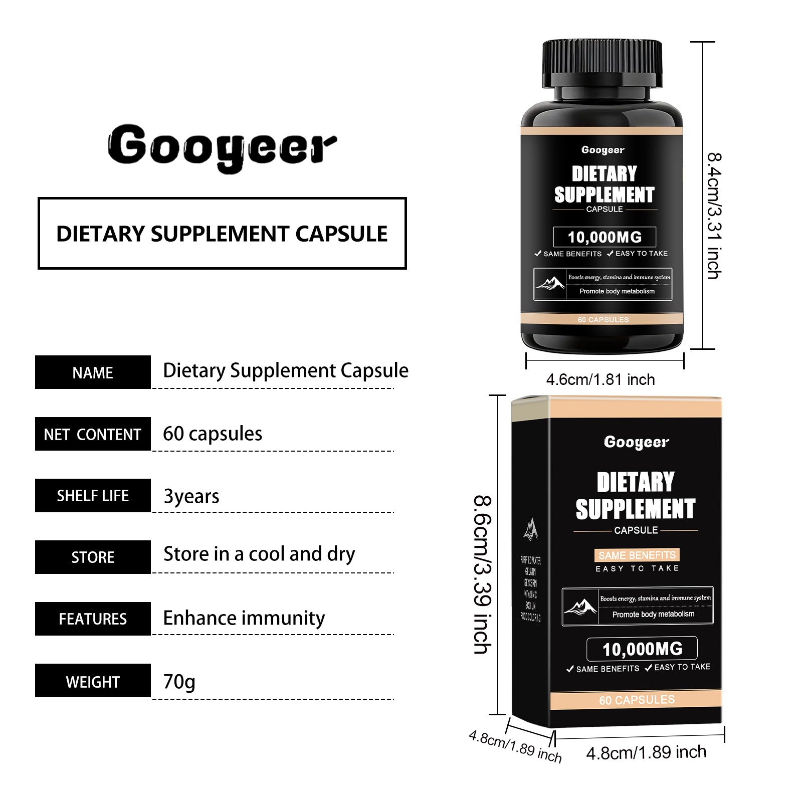 Googeer Dietary Supplement Capsules Body Treatment