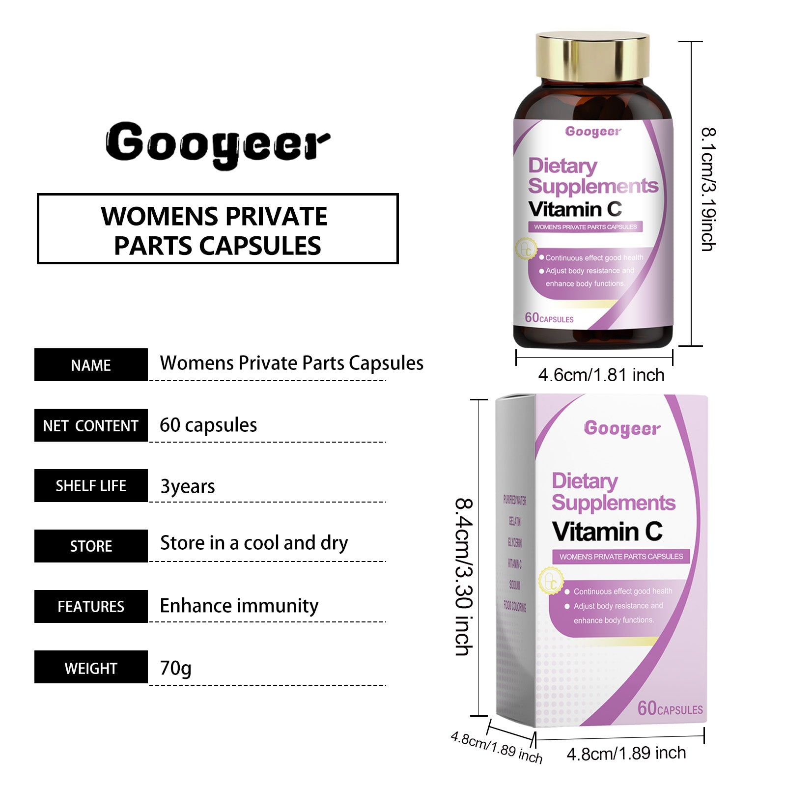 Googeer Probiotic Supplement Capsules Female Private Area Capsules Body Treatment