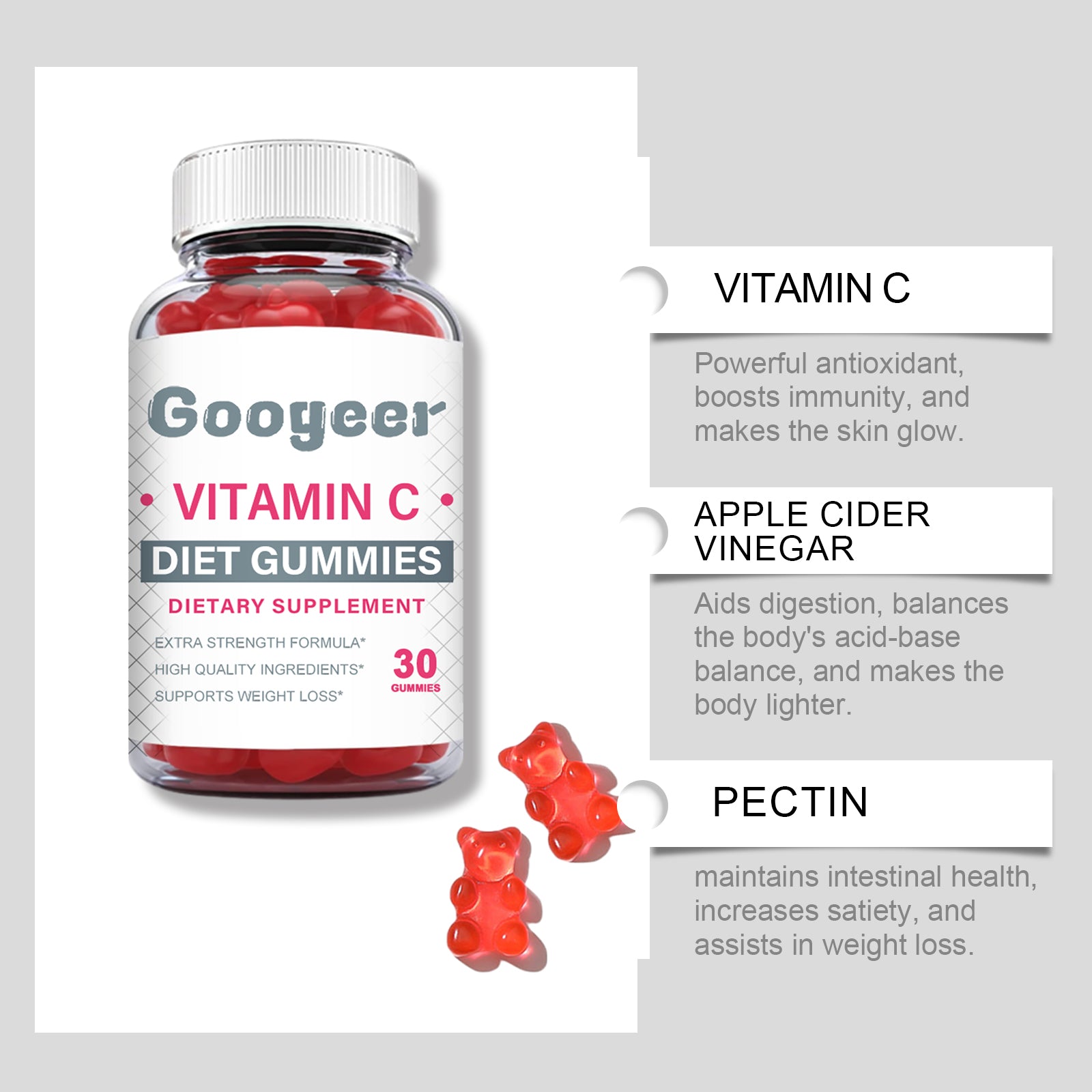 Googeer Ketogenic Vitamin Gummies Weight Loss Gummies for Men & Women Body Treatment