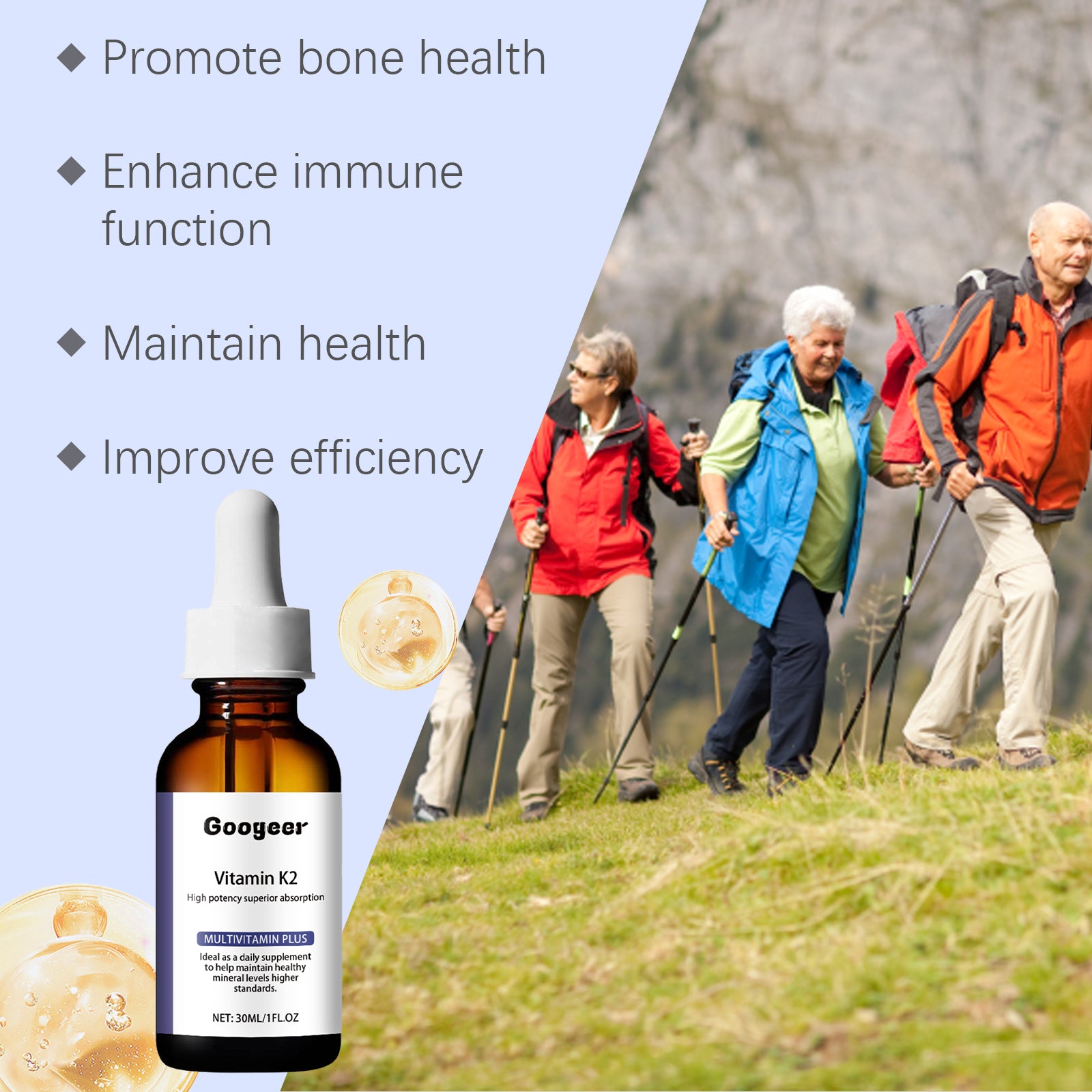 Googeer Vitamin K2 Nutrition Drops Support Bone Health Dietary Supplement Drops