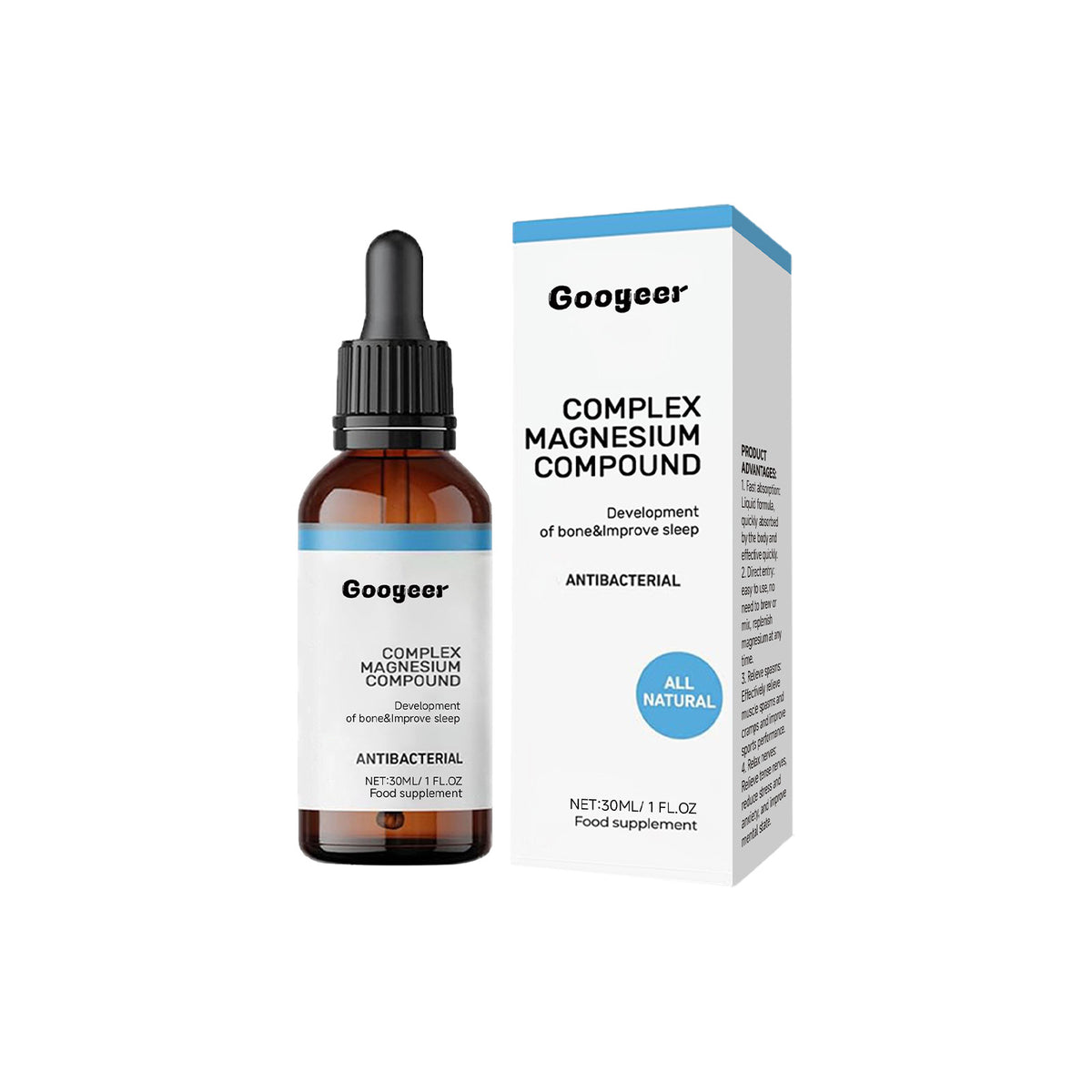 Googeer Magnesium Supplement Drops Support Muscle & Nervous Function, Relieve Fatigue