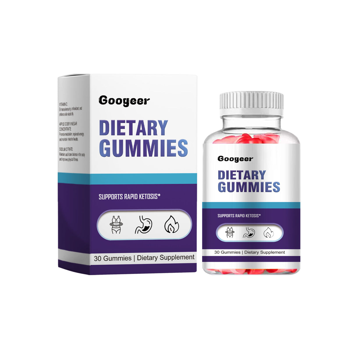Googeer Apple Cider Vinegar Dietary Supplement Gummies Vitamin Supplement, Immune Boost, Apple Cider Vinegar Taste