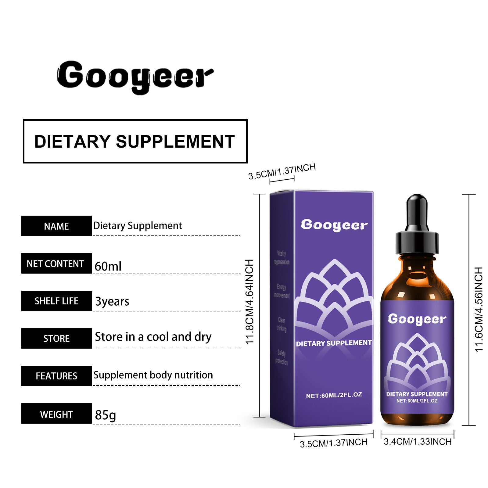 Googeer Dietary Supplement (Oral) Enhance Vitality, Boost Energy, Improve Sleep, Maintain Circulatory Health