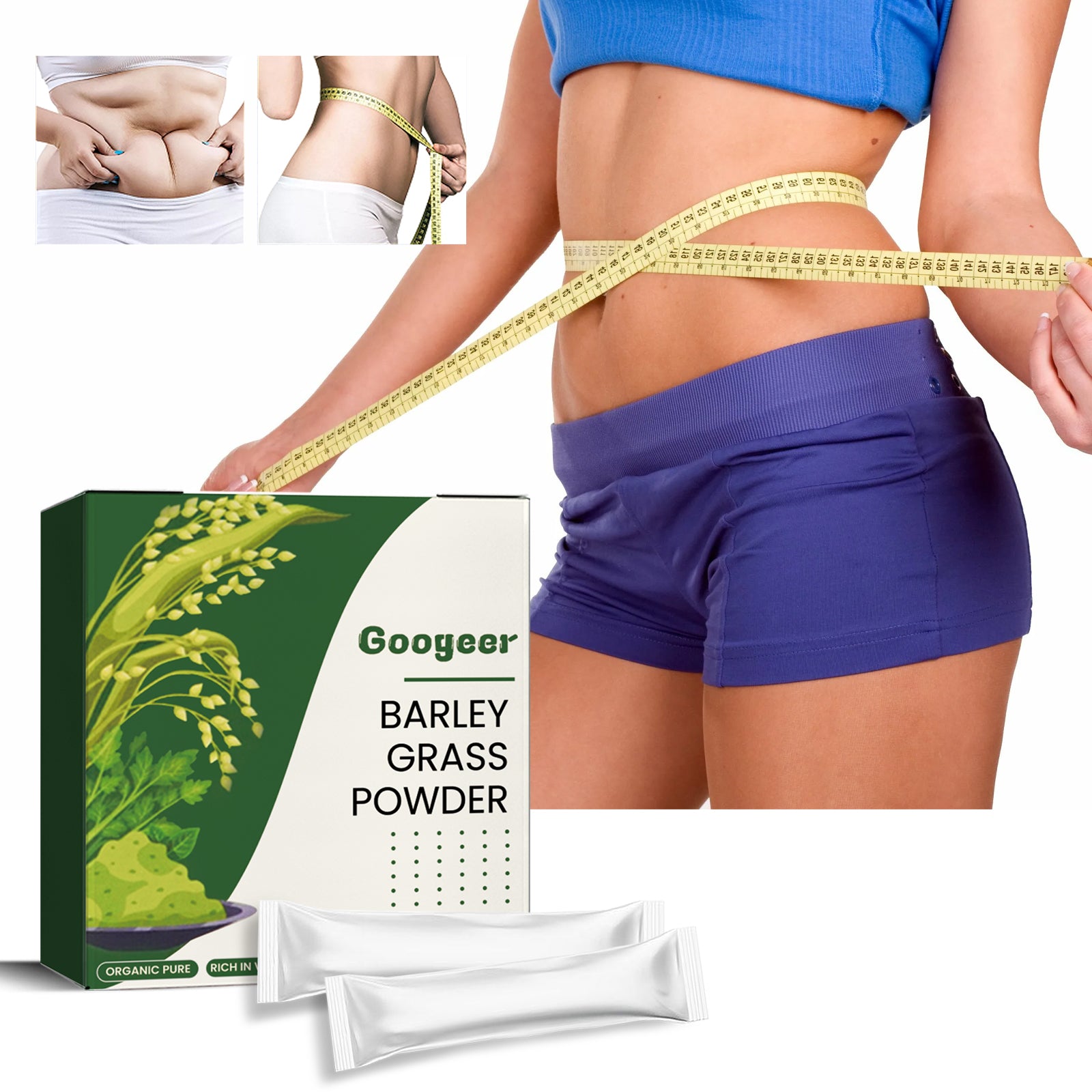 Googeer Barley Powder - Body Tightening, Reduce Belly Fat, Tone Thighs, Body Sculpting Barley Grass Powder