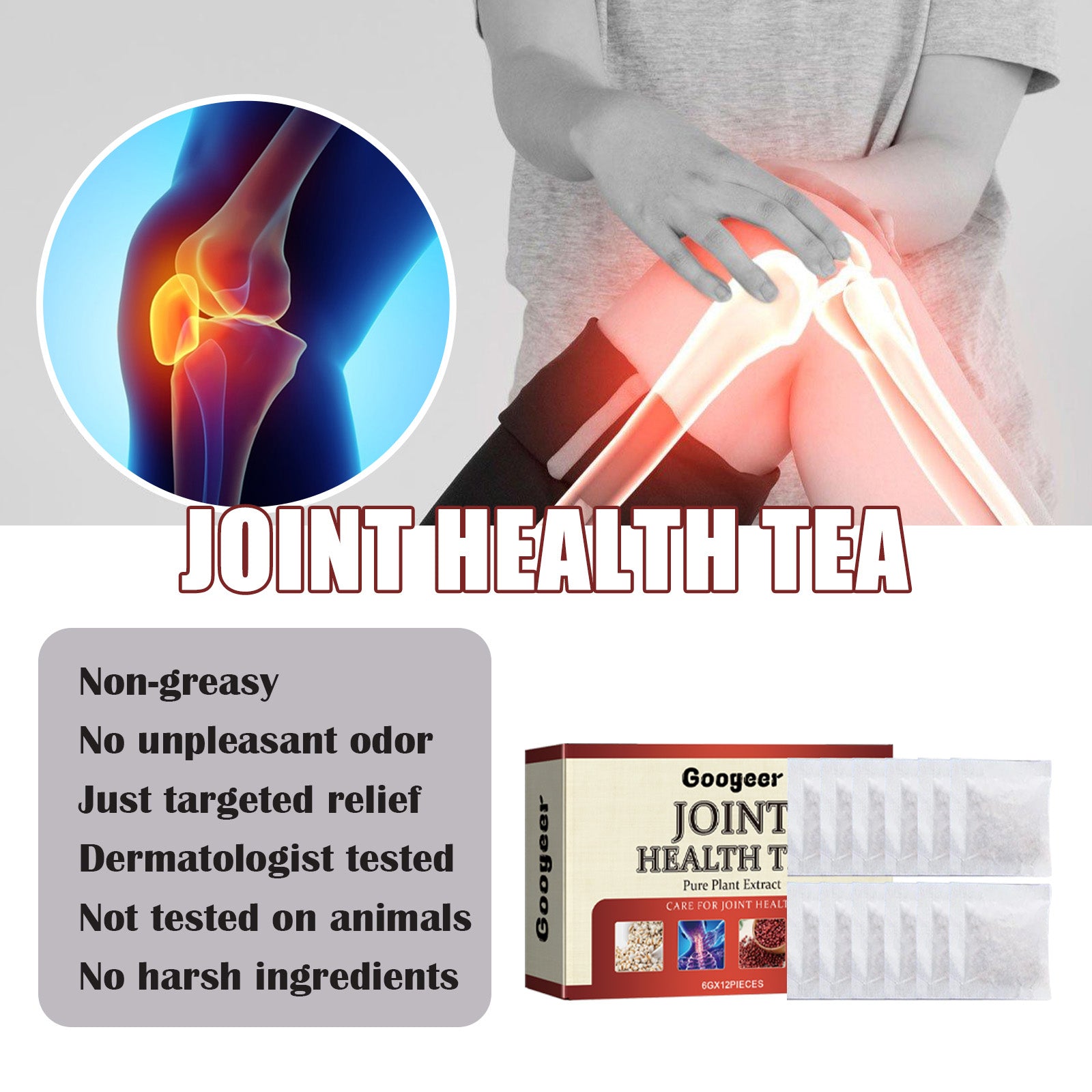 Googeer Joint Care Tea - Relieve Pain in Knees, Shoulders, Neck, & Back, Body Care Tea Bags