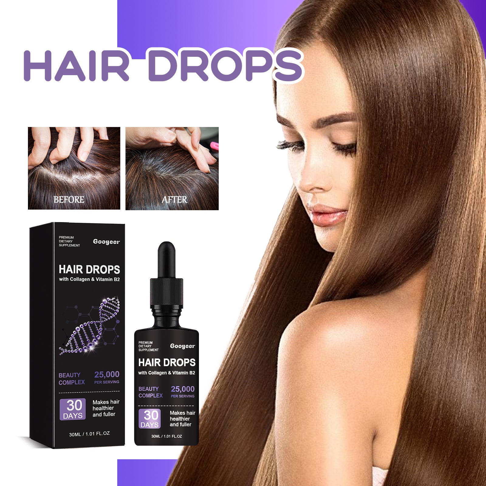 Googeer Hair Follicle Growth Drops - Repair Follicles, Nourish Roots, Thicken & Strengthen Hair Care