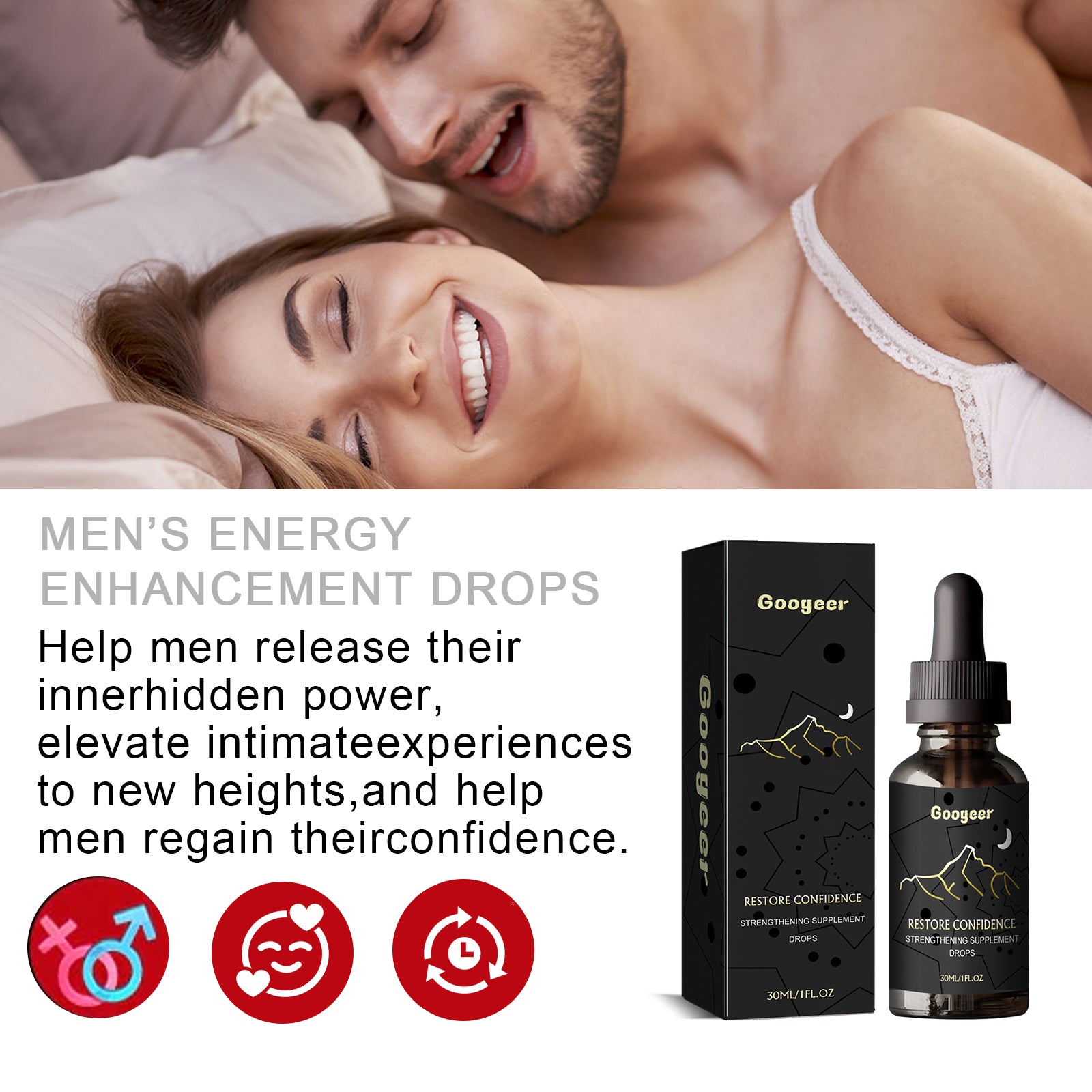 Googeer Male Supplement Drops - Relieve Fatigue, Relax Mind & Body, Enhance Vitality & Male Energy