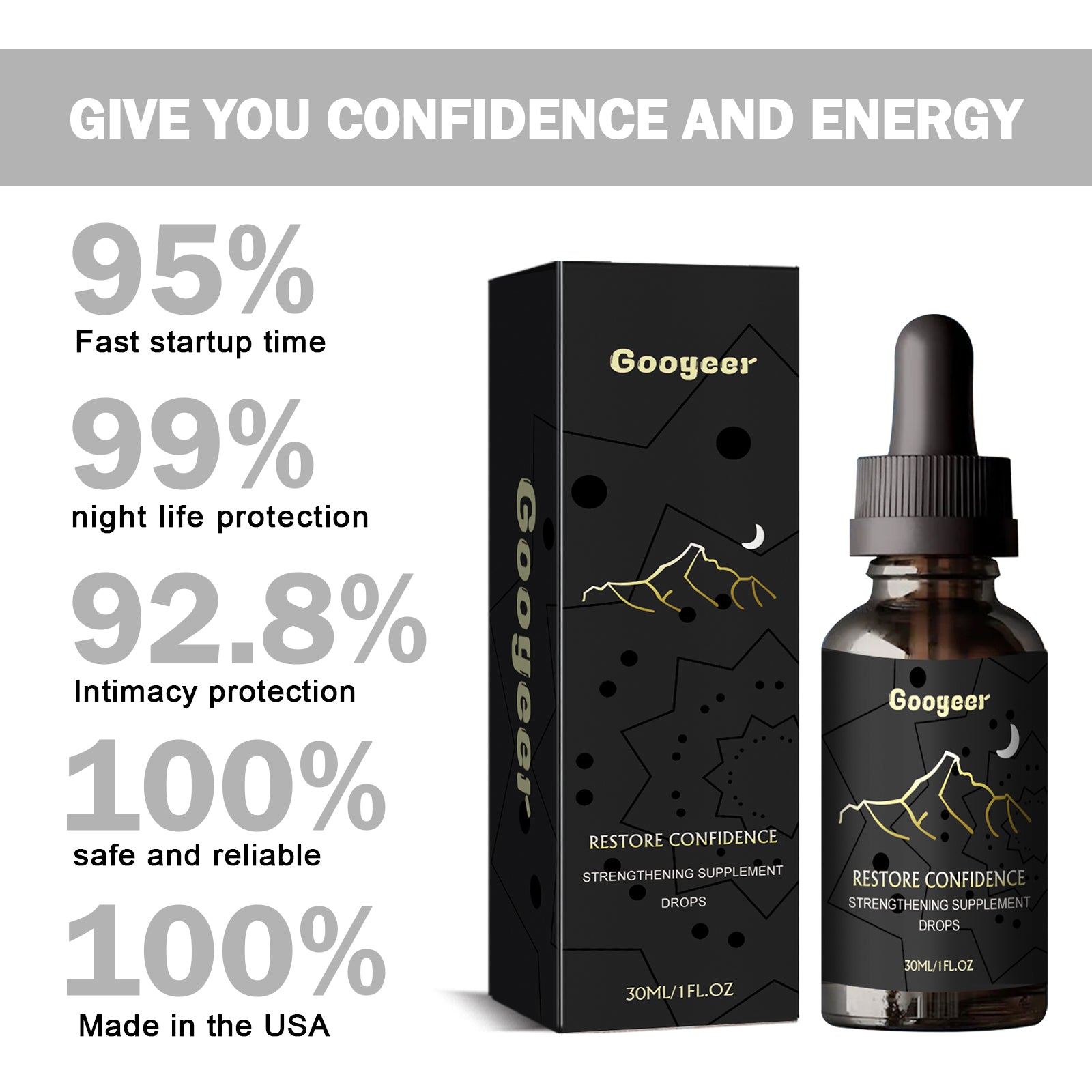 Googeer Male Supplement Drops - Relieve Fatigue, Relax Mind & Body, Enhance Vitality & Male Energy